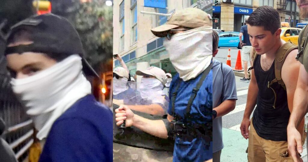 three photos of patriot front member Jake Hayden of Brockton, MA.